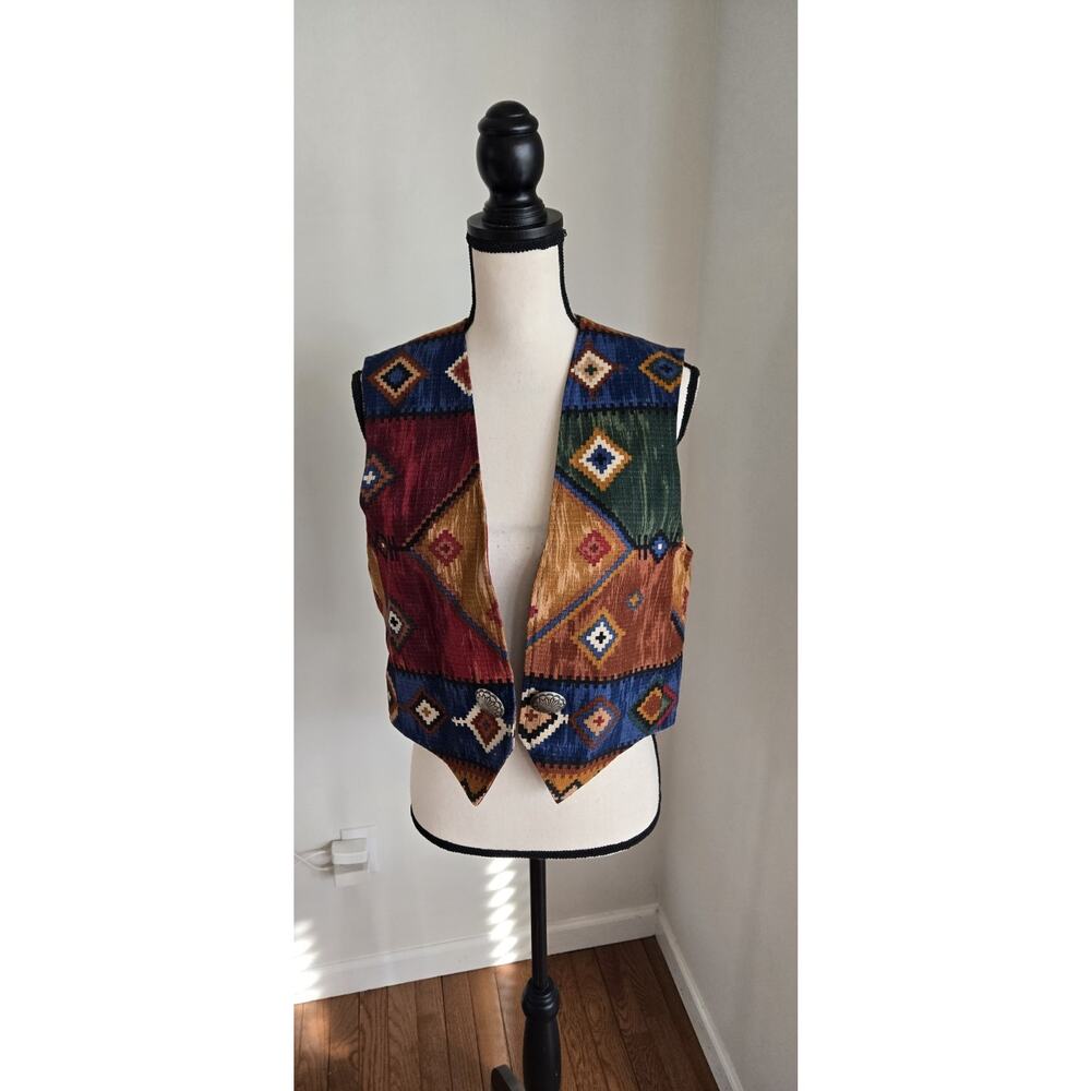 Coldwater Creek VTG Tapestry Southwestern Design Cotton Boho Vest Women’s M
